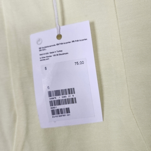 & other stories stretchy yellow mini dress, size 6, nwt - Picture 3 of 6